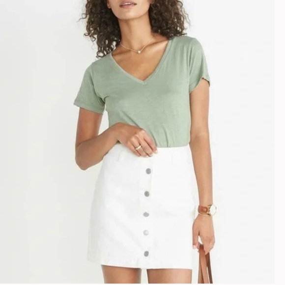 Marine Layer White A Line Button Mini Skirt - Picture 1 of 6